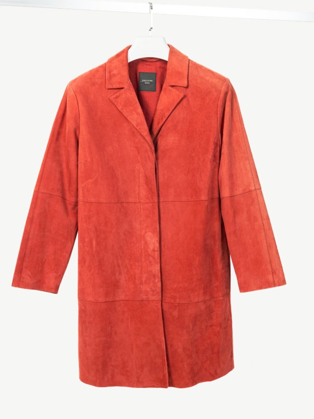 Weekend Max Mara Virtus Red Suede Panelled Coat